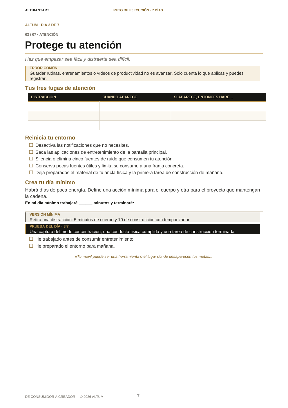 Reto gratuito ALTUM · 7 días